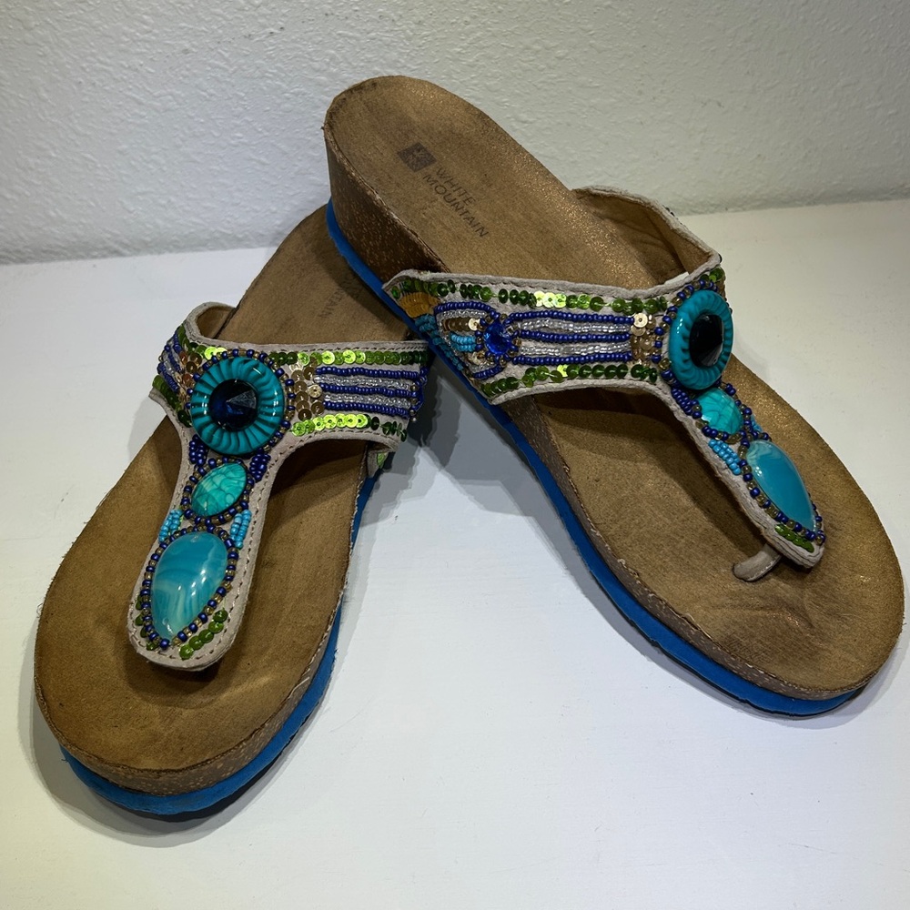 White Mountain Embellished Wedge Sandals |Size 9M - Picture 5 of 12